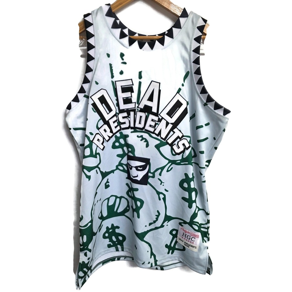 Headgear Classics Dead Presidents 1995 Jersey Mens 2XL White Green Money Print